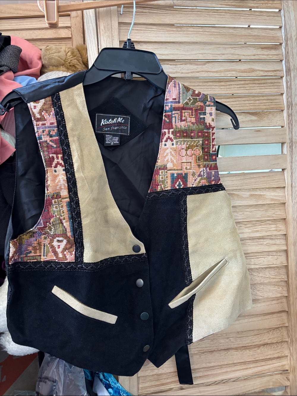 Arch Me Multicolor Patchwork Suede Vest Medium NOS